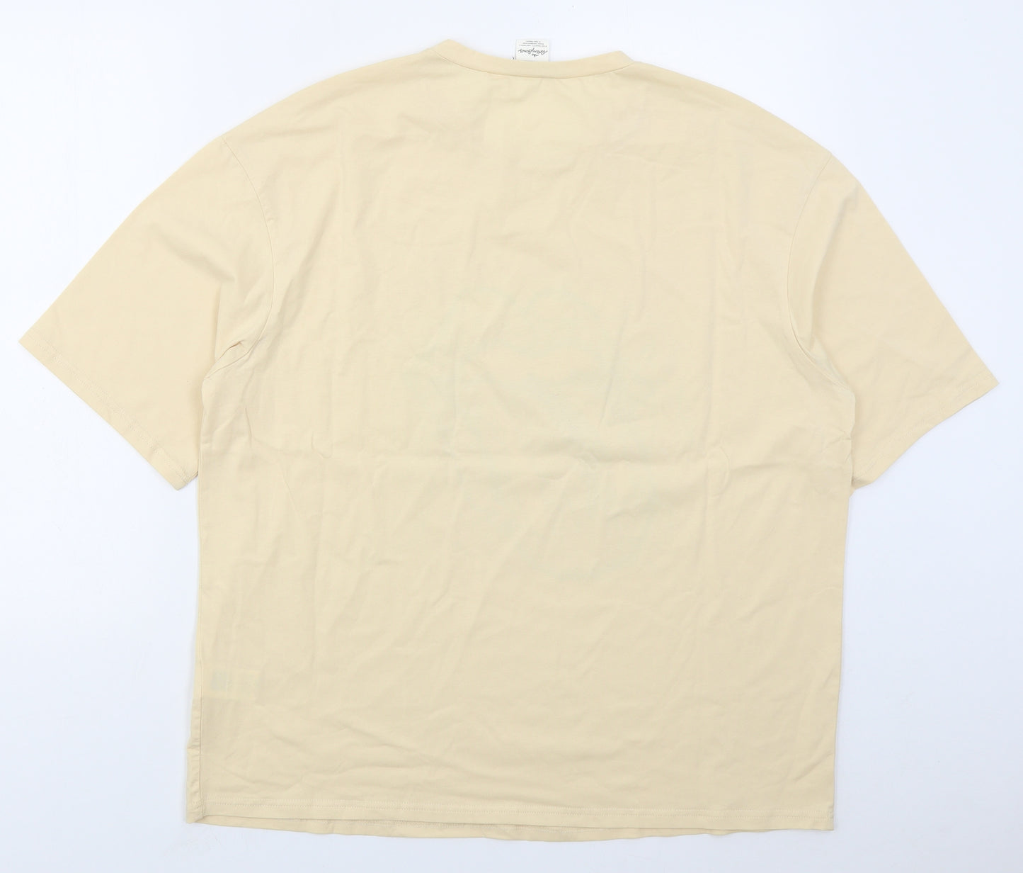 SheIn Womens Beige  Cotton Basic T-Shirt Size M Crew Neck - The Rolling Stones