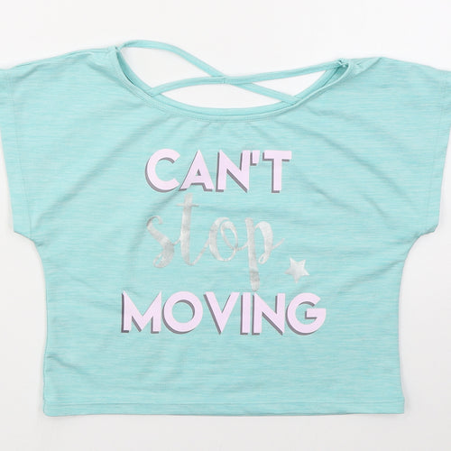Preworn Womens Blue  Polyester Cropped T-Shirt Size S Boat Neck - Can't Stop Moving