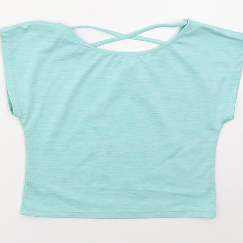 Preworn Womens Blue  Polyester Cropped T-Shirt Size S Boat Neck - Can't Stop Moving