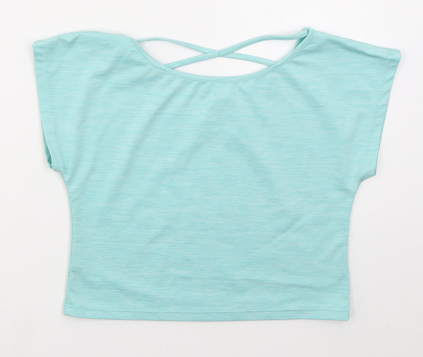 Preworn Womens Blue  Polyester Cropped T-Shirt Size S Boat Neck - Can't Stop Moving