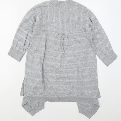 F&F Womens Grey V-Neck Striped Cotton Cardigan Jumper Size 8