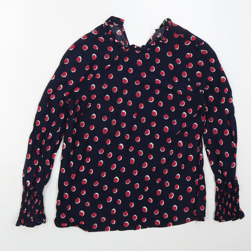 TU Womens Blue Geometric Viscose Basic Blouse Size 10 Round Neck