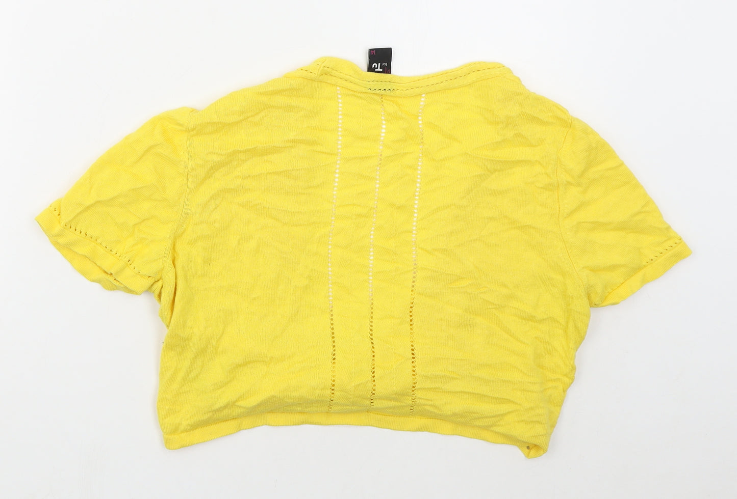 TU Womens Yellow V-Neck  Cotton Cardigan Jumper Size 14