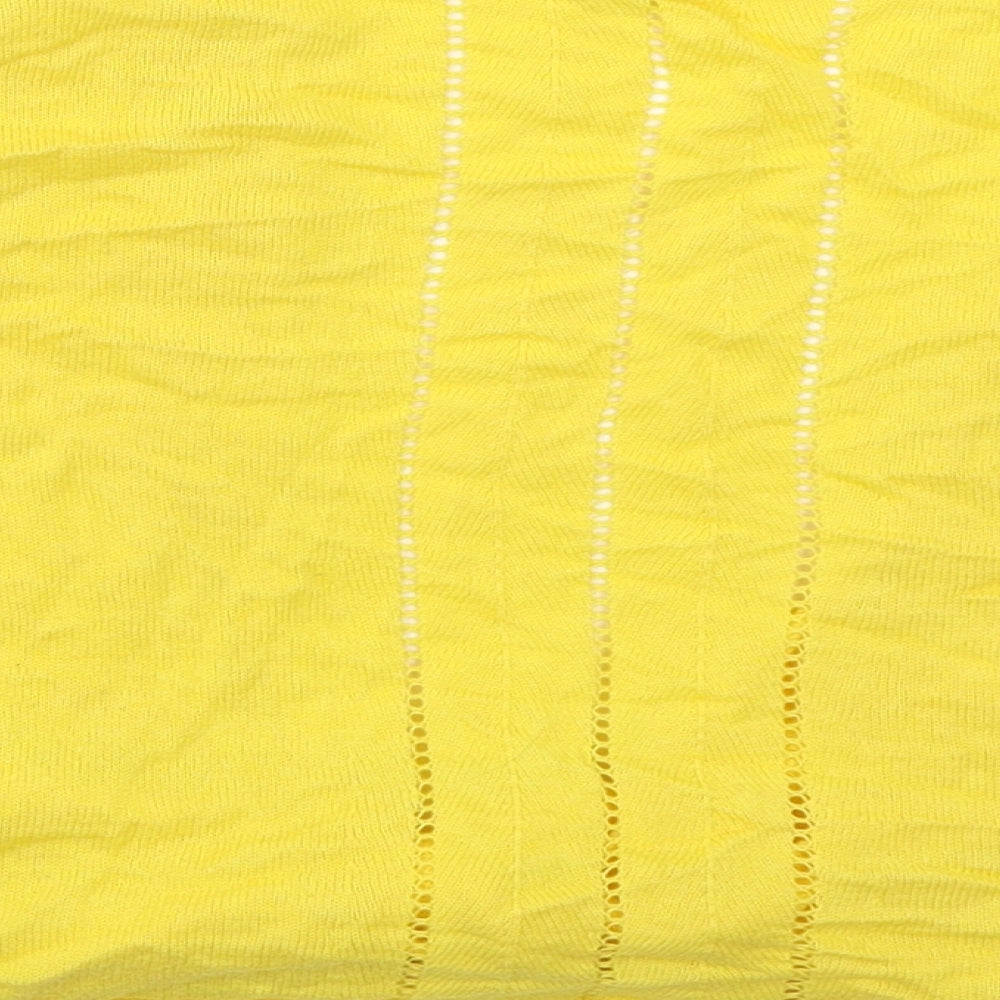 TU Womens Yellow V-Neck  Cotton Cardigan Jumper Size 14