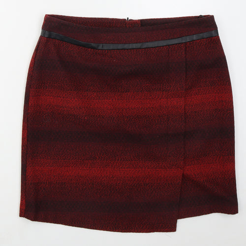 TU Womens Red  Polyester Mini Skirt Size 16   Zip