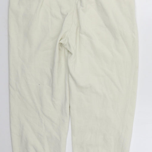Zara Womens Ivory  Cotton Sweatpants Trousers Size L L25 in Regular Drawstring