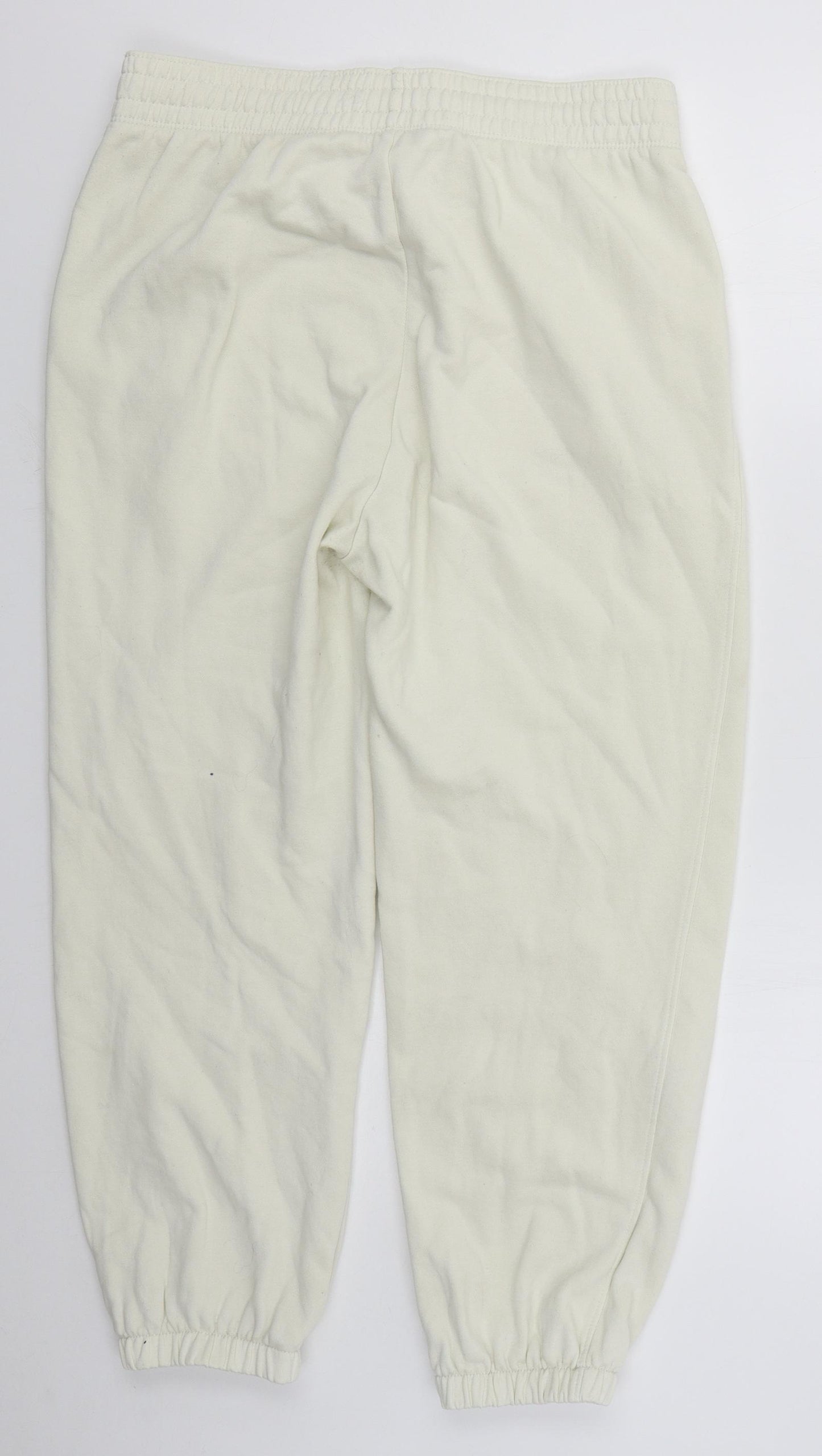 Zara Womens Ivory  Cotton Sweatpants Trousers Size L L25 in Regular Drawstring