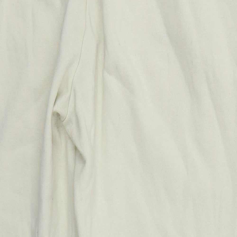 Zara Womens Ivory  Cotton Sweatpants Trousers Size L L25 in Regular Drawstring