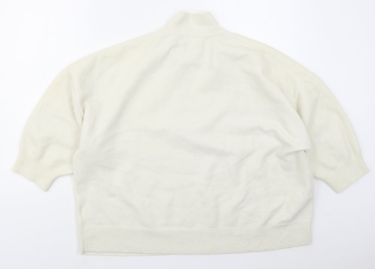 H&M Womens Beige Collared  Polyester Pullover Jumper Size L