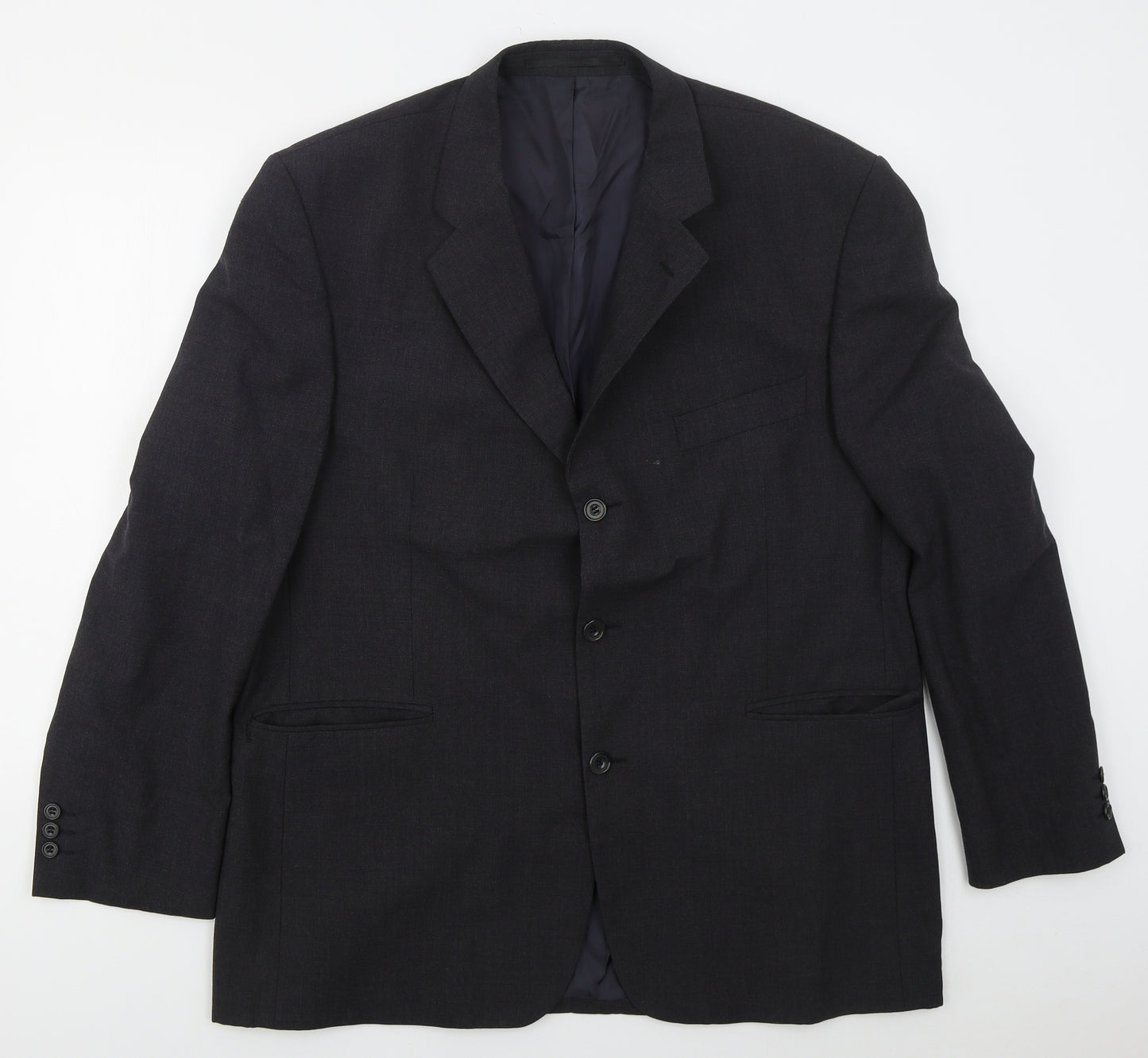Label Mens Grey  Wool Jacket Suit Jacket Size 46