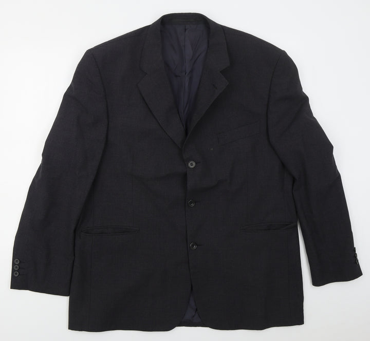 Label Mens Grey  Wool Jacket Suit Jacket Size 46