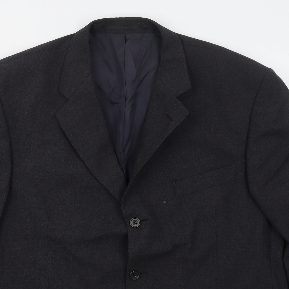 Label Mens Grey  Wool Jacket Suit Jacket Size 46