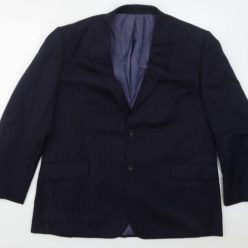 Brook Taverner Mens Blue Striped Polyester Jacket Suit Jacket Size 46