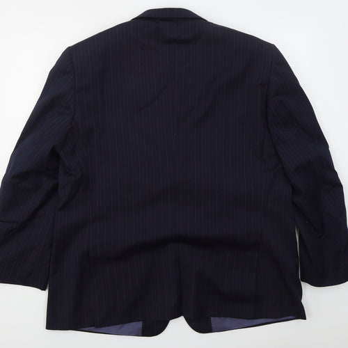 Brook Taverner Mens Blue Striped Polyester Jacket Suit Jacket Size 46