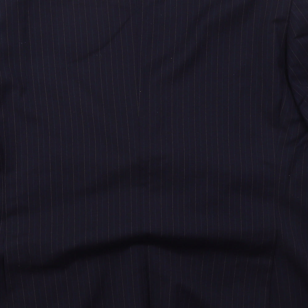 Brook Taverner Mens Blue Striped Polyester Jacket Suit Jacket Size 46