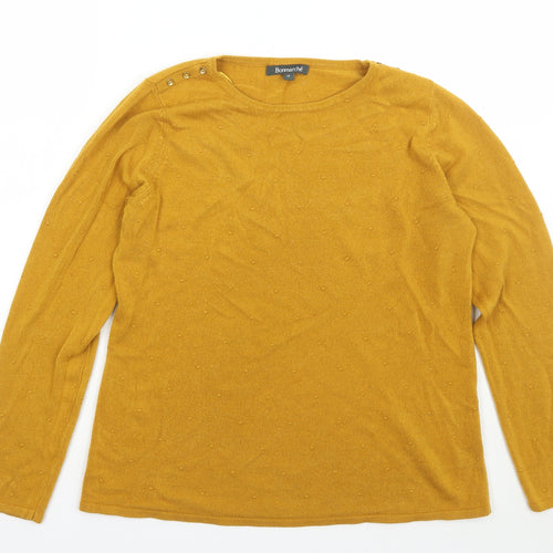 Bonmarché Womens Yellow Scoop Neck  Acrylic Pullover Jumper Size 14