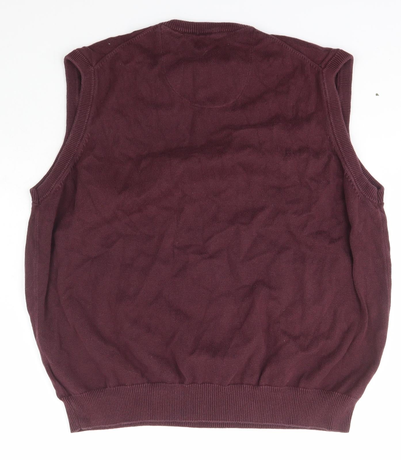 Blue Harbour Mens Purple V-Neck  Cotton Vest Jumper Size 2XL