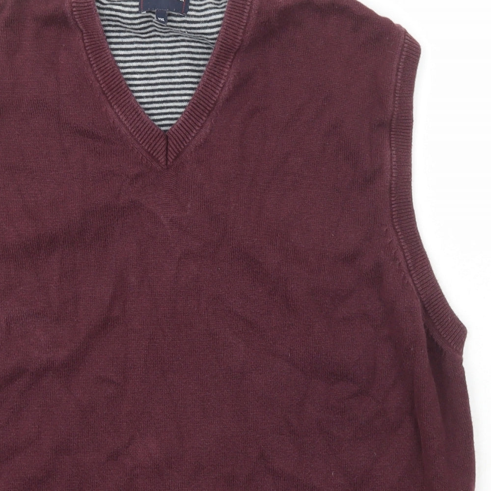 Blue Harbour Mens Purple V-Neck  Cotton Vest Jumper Size 2XL