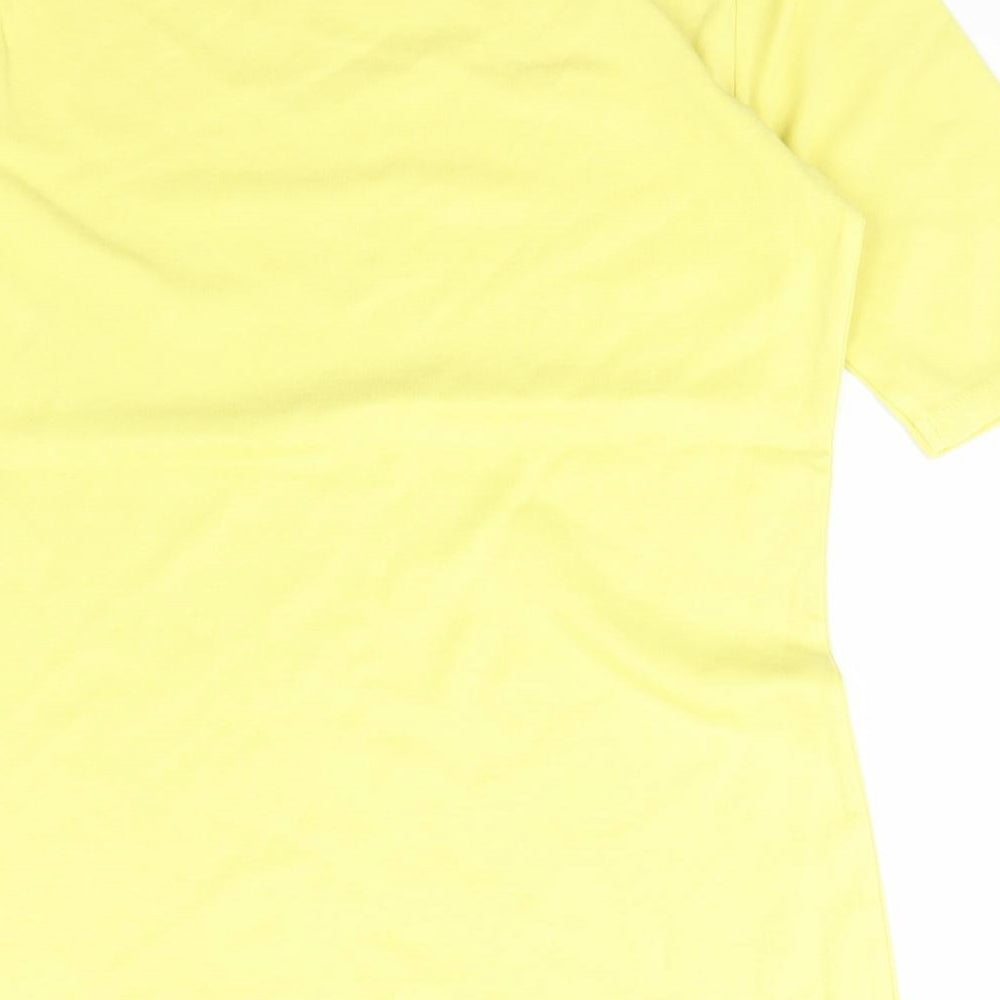 Marks and Spencer Womens Yellow  Cotton Basic T-Shirt Size 12 Boat Neck