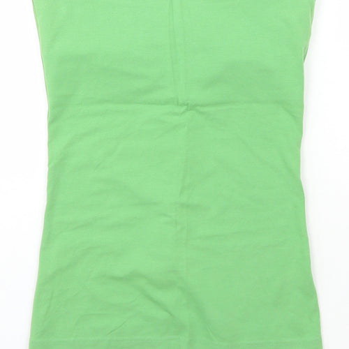Topshop Womens Green  Cotton Basic T-Shirt Size 10 Off the Shoulder