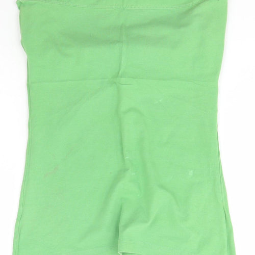 Topshop Womens Green  Cotton Basic T-Shirt Size 10 Off the Shoulder