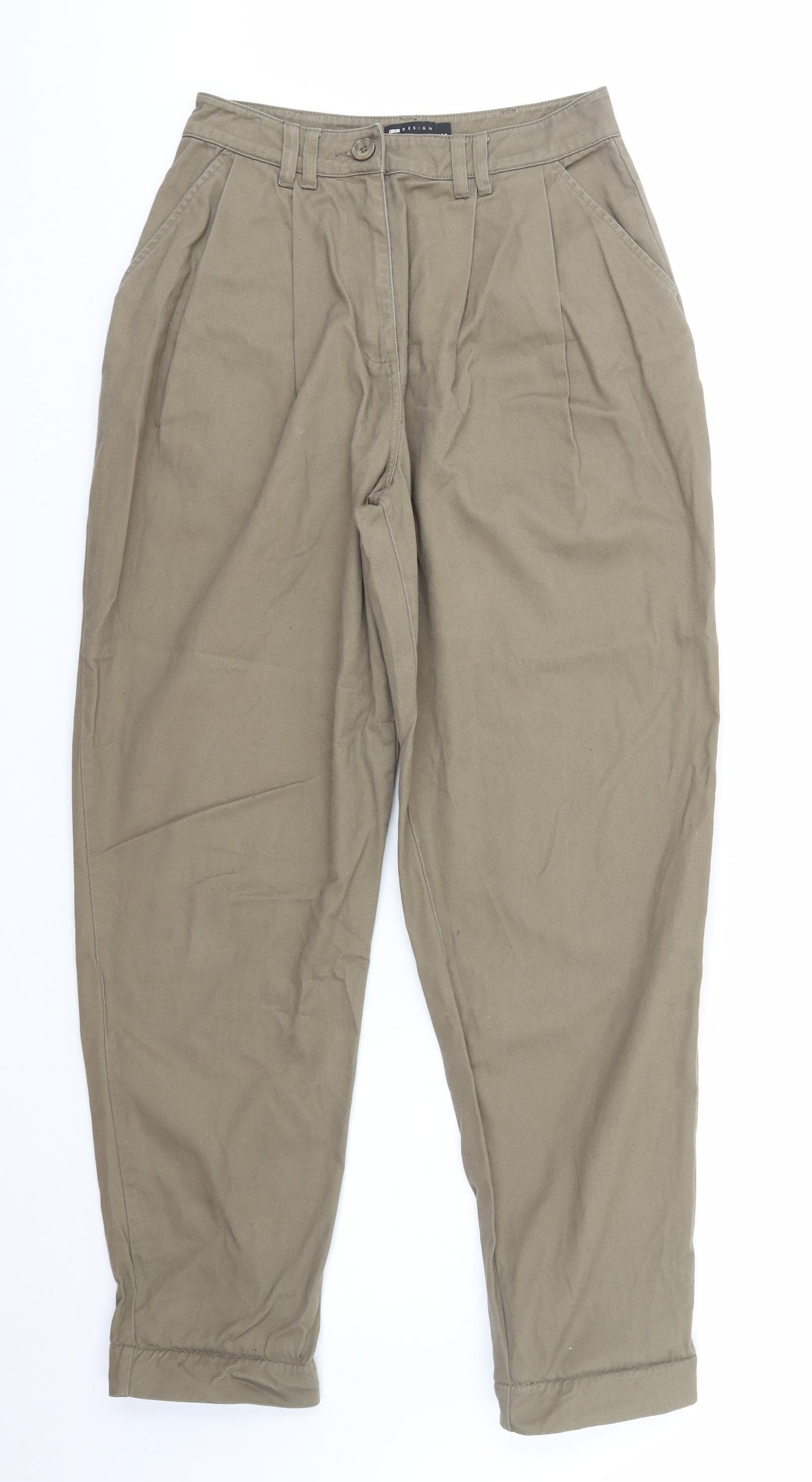ASOS Womens Green  Cotton Capri Trousers Size 10 L29 in Regular Zip