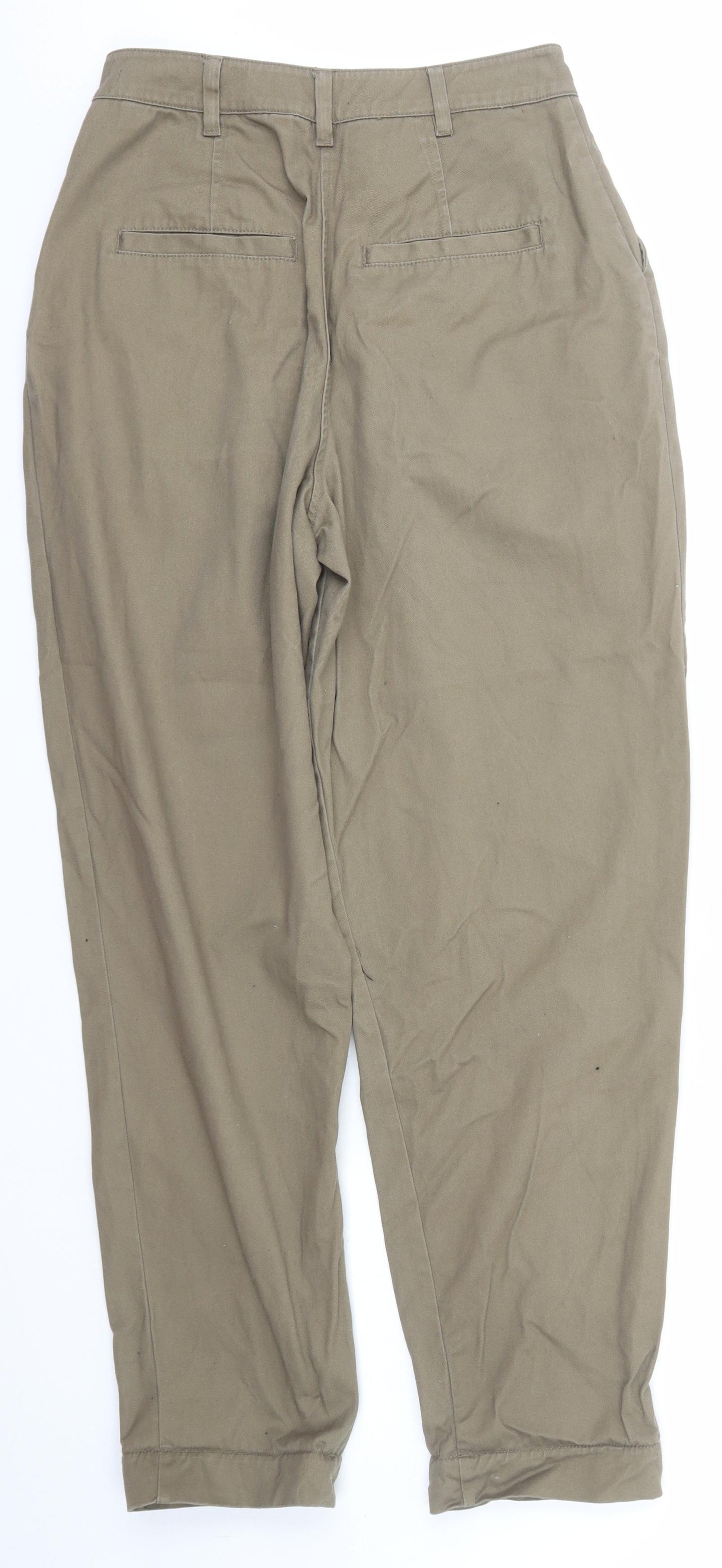 ASOS Womens Green  Cotton Capri Trousers Size 10 L29 in Regular Zip