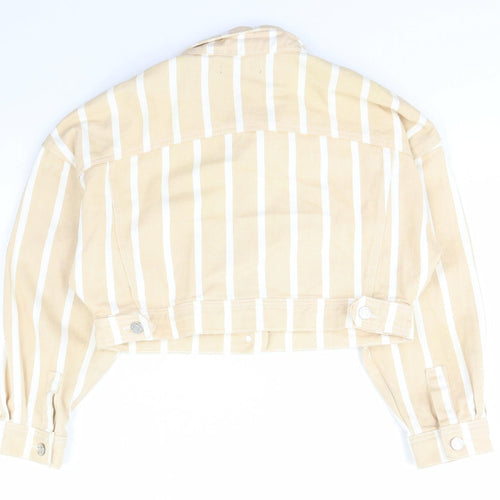 Missguided Womens Beige Striped  Jacket Coat Size 8  Button
