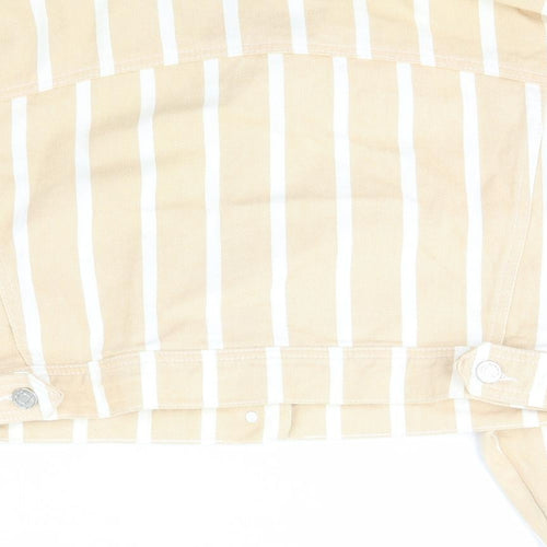 Missguided Womens Beige Striped  Jacket Coat Size 8  Button