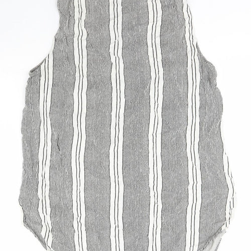 Atmosphere Womens Black Striped Viscose Basic Button-Up Size 16 Roll Neck