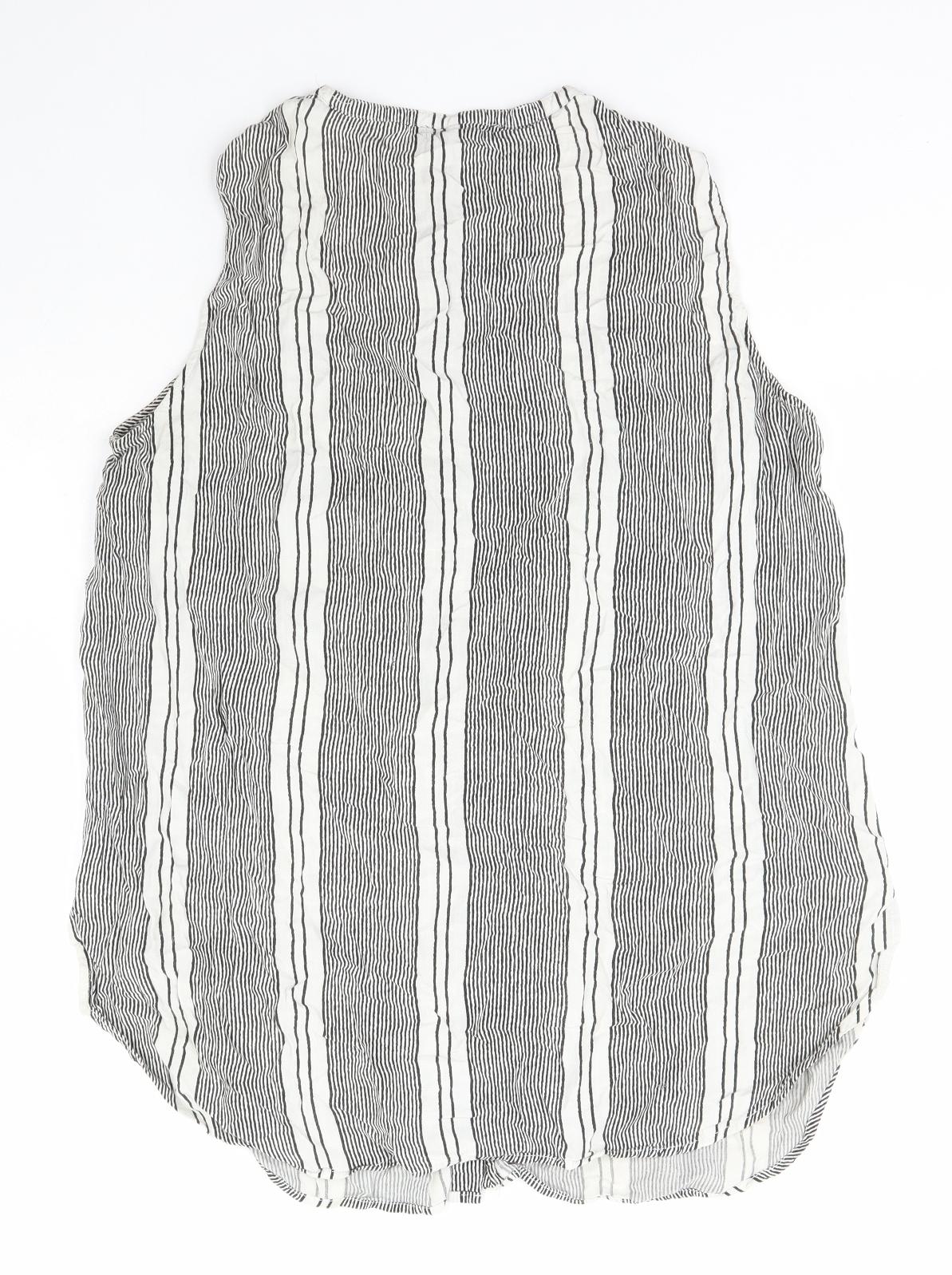 Atmosphere Womens Black Striped Viscose Basic Button-Up Size 16 Roll Neck