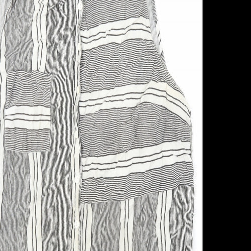 Atmosphere Womens Black Striped Viscose Basic Button-Up Size 16 Roll Neck
