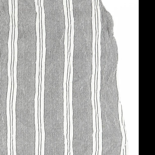 Atmosphere Womens Black Striped Viscose Basic Button-Up Size 16 Roll Neck