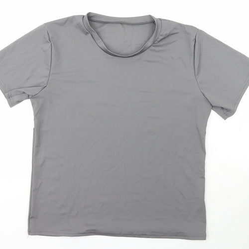 Preworn Womens Grey  Polyamide Basic T-Shirt Size XL Scoop Neck Pullover