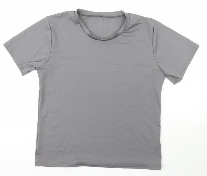Preworn Womens Grey Polyamide Basic T-Shirt Size XL Scoop Neck Pullover