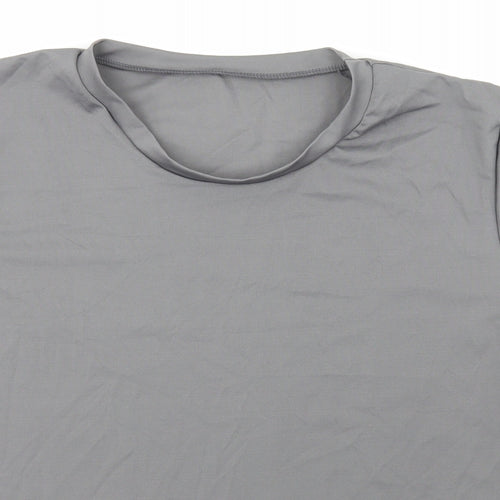 Preworn Womens Grey  Polyamide Basic T-Shirt Size XL Scoop Neck Pullover