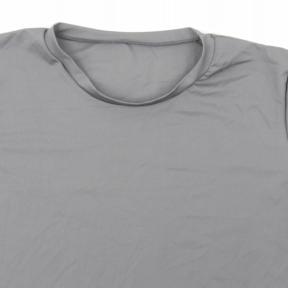 Preworn Womens Grey  Polyamide Basic T-Shirt Size XL Scoop Neck Pullover