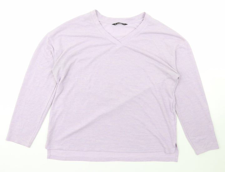 Dunnes Stores Womens Purple V-Neck Polyester Pullover Jumper Size M
