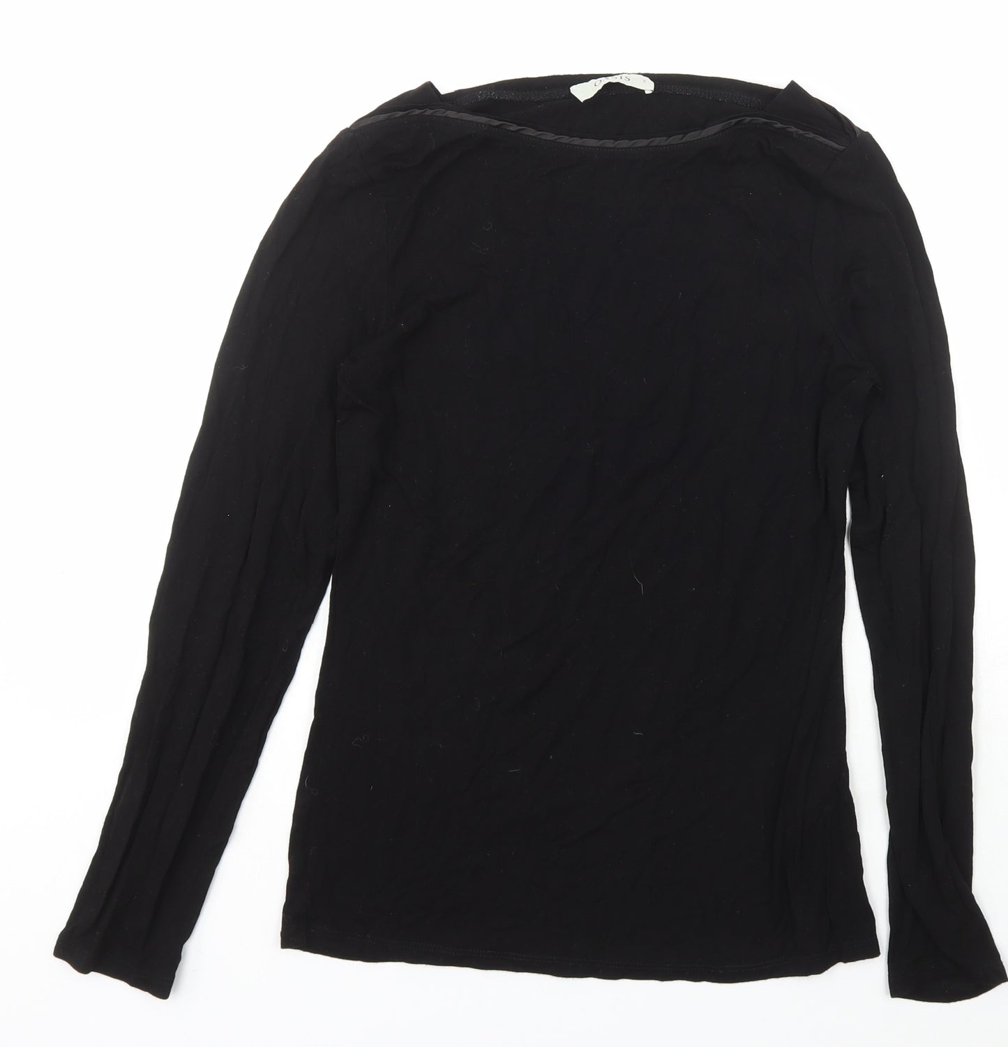 Oasis Womens Black  Polyester Basic T-Shirt Size S Boat Neck