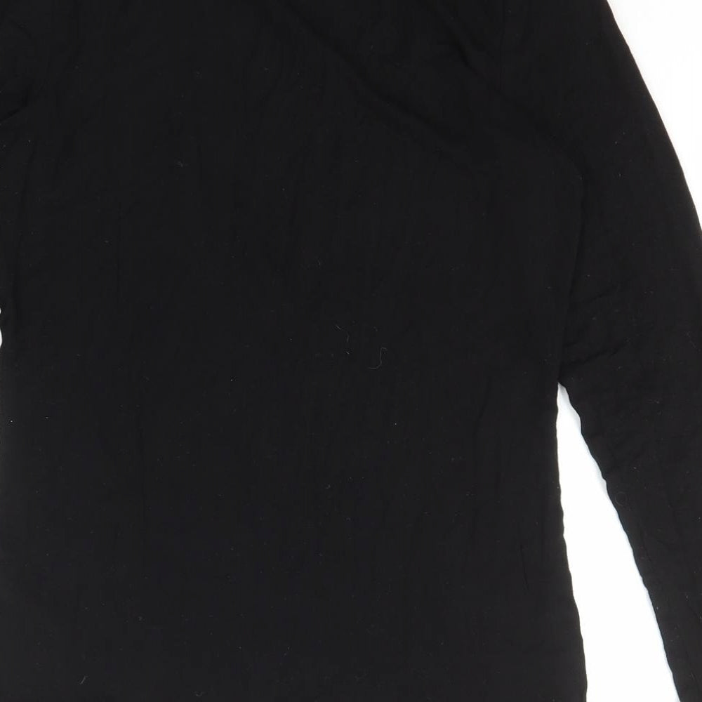 Oasis Womens Black  Polyester Basic T-Shirt Size S Boat Neck