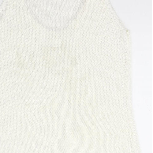 NEXT Womens Ivory  Polyester Basic T-Shirt Size 12 Scoop Neck