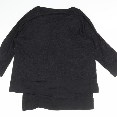 POMODORO Womens Grey V-Neck  Viscose Pullover Jumper Size 12
