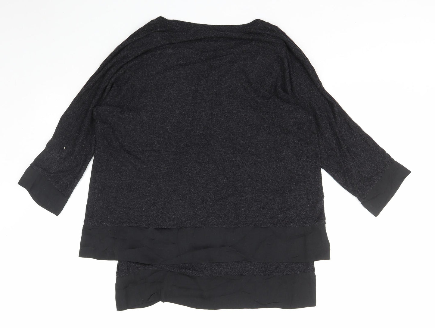 POMODORO Womens Grey V-Neck  Viscose Pullover Jumper Size 12