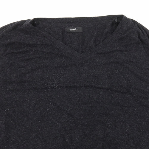POMODORO Womens Grey V-Neck  Viscose Pullover Jumper Size 12