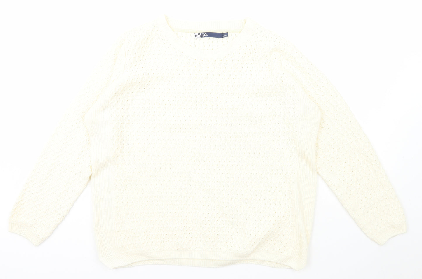 Ble Womens Ivory Scoop Neck  Acrylic Pullover Jumper Size L