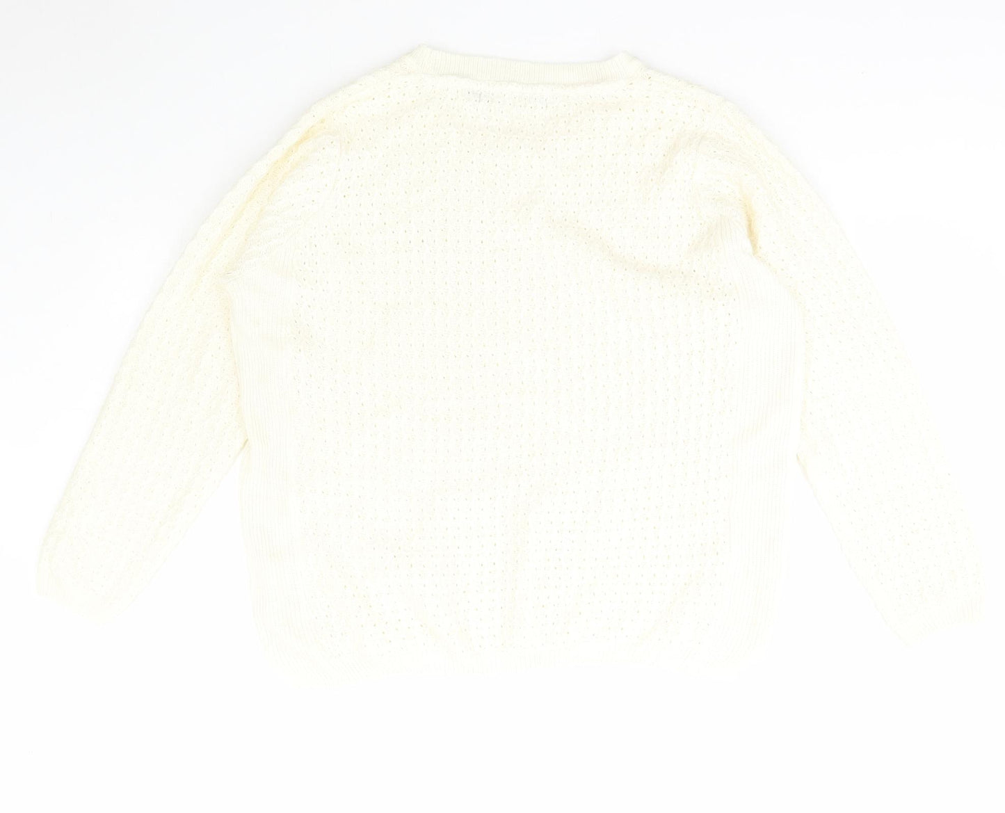 Ble Womens Ivory Scoop Neck  Acrylic Pullover Jumper Size L