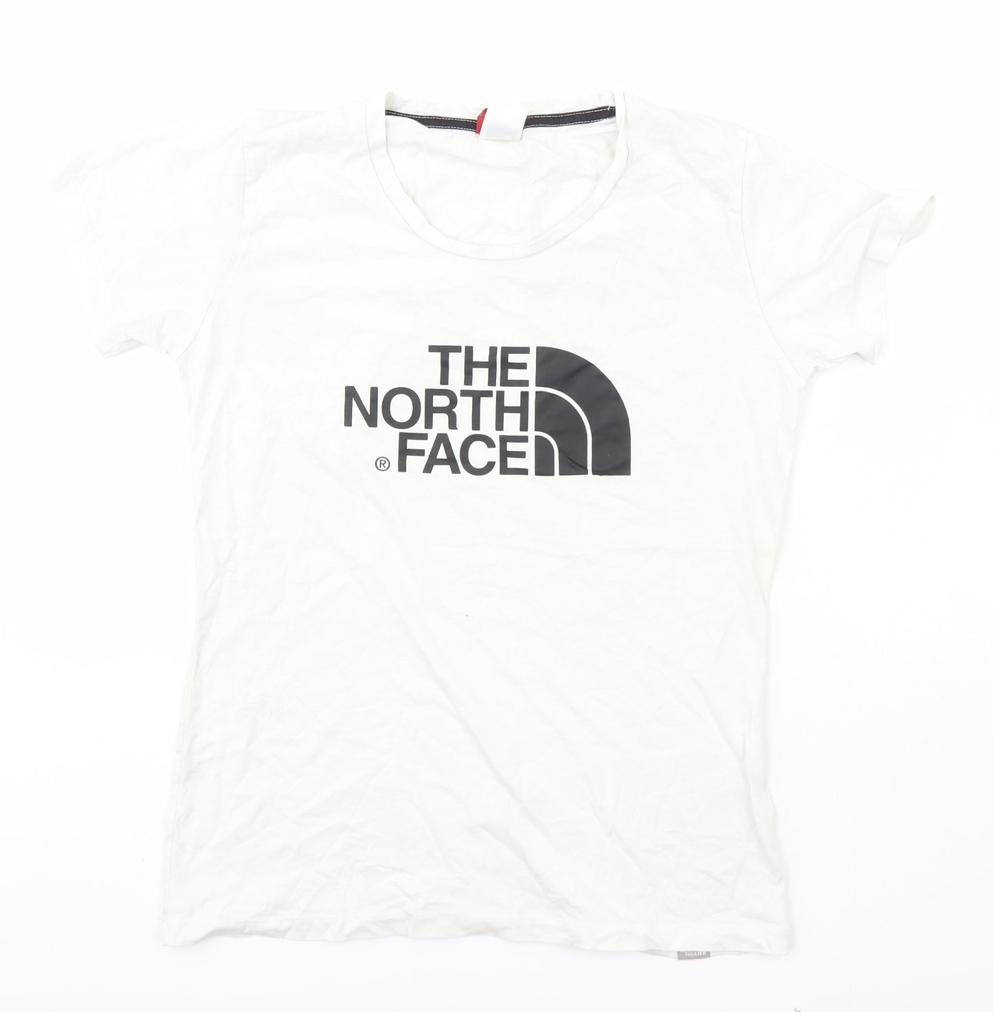 North Face Womens Ivory  Cotton Basic T-Shirt Size L Scoop Neck