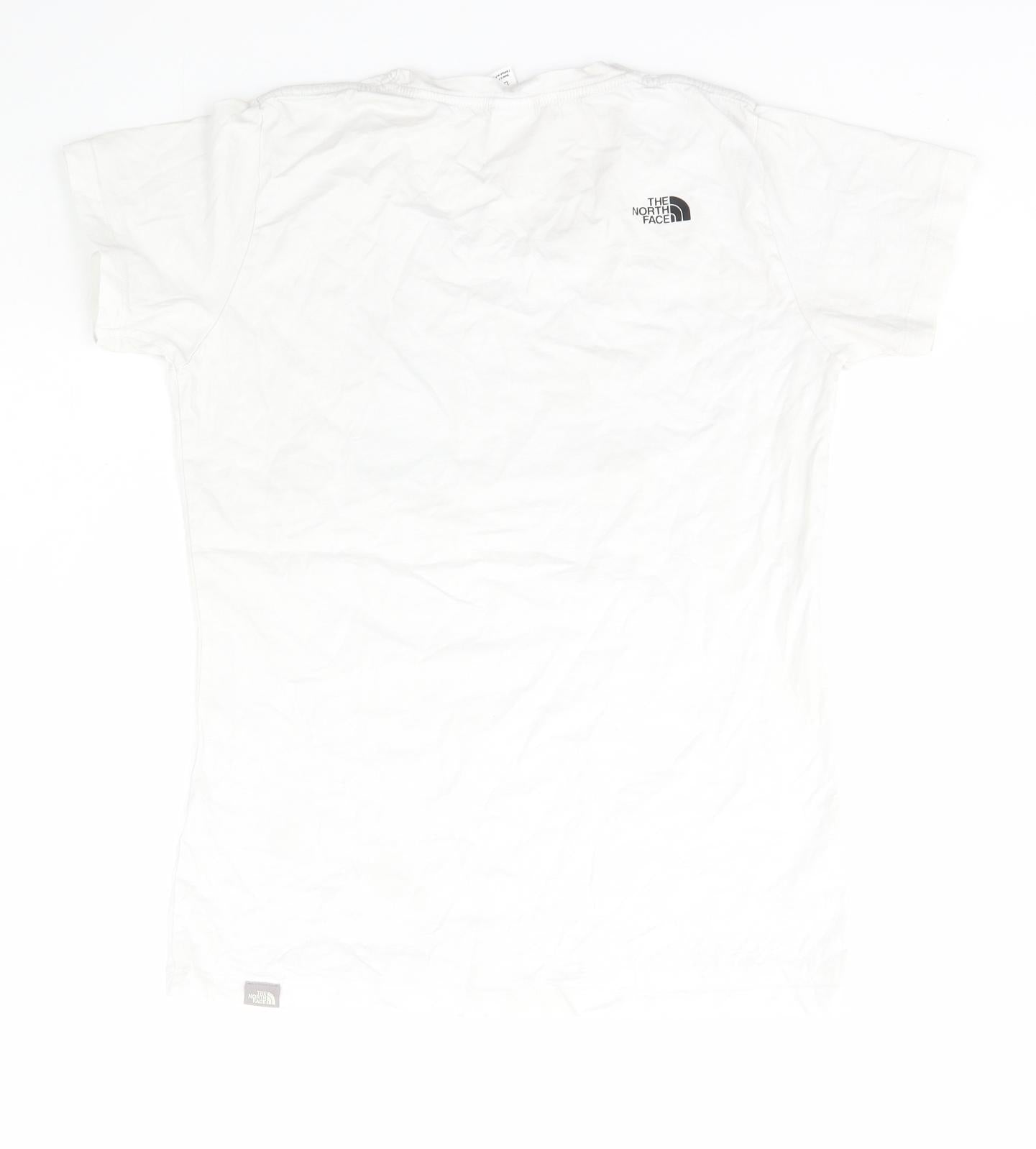 North Face Womens Ivory  Cotton Basic T-Shirt Size L Scoop Neck