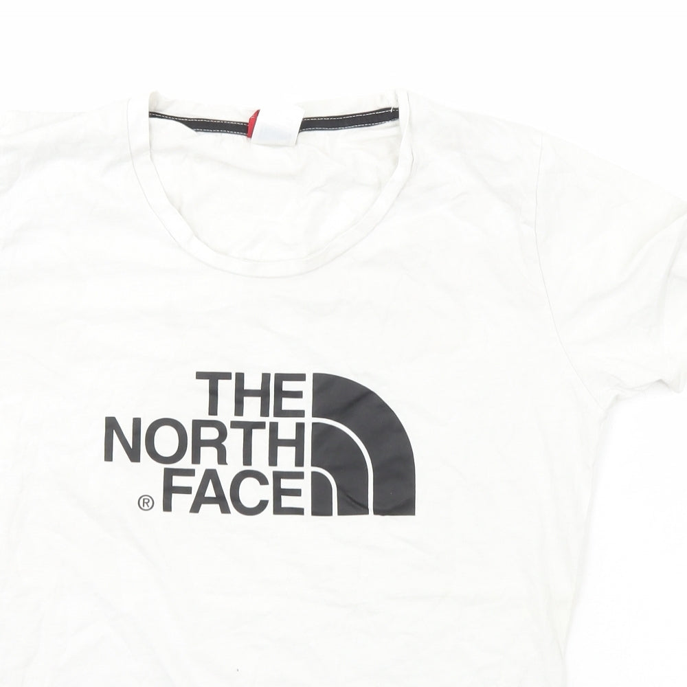 North Face Womens Ivory  Cotton Basic T-Shirt Size L Scoop Neck