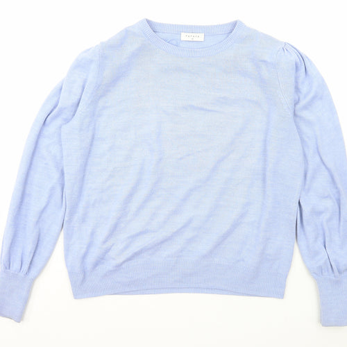 Papaya Womens Blue Boat Neck  Acetate Pullover Jumper Size M